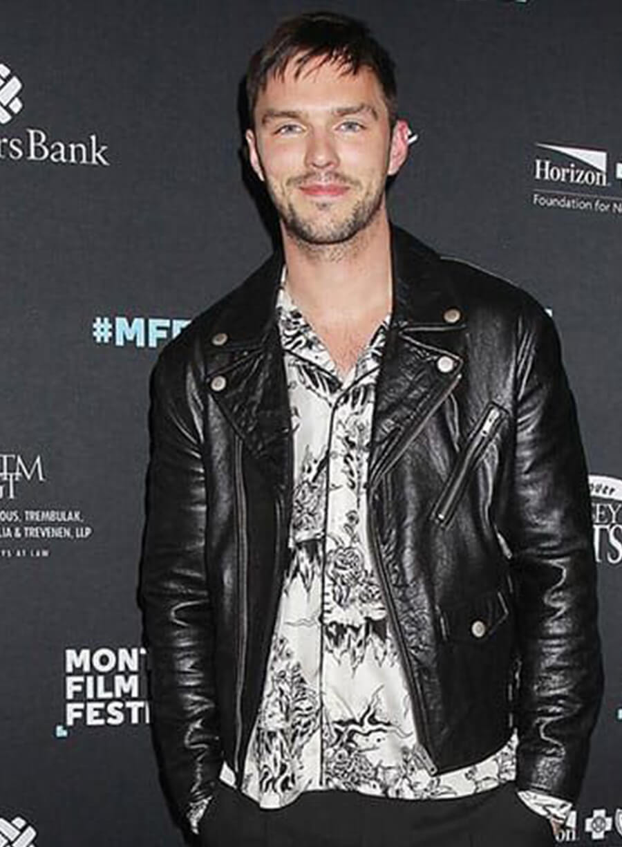 Nicholas Hoult Black Biker Leather Jacket