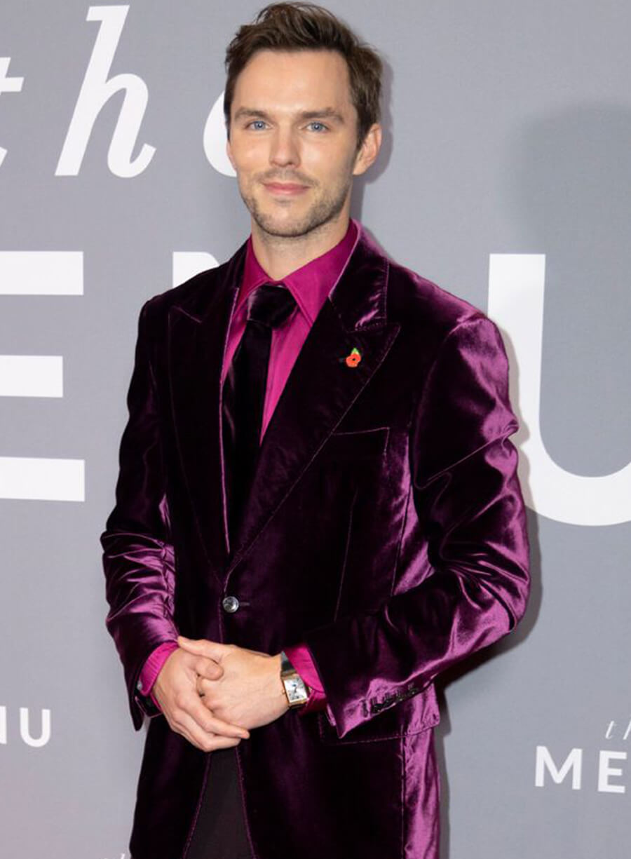 Nicholas Hoult Purple Velvet Blazer