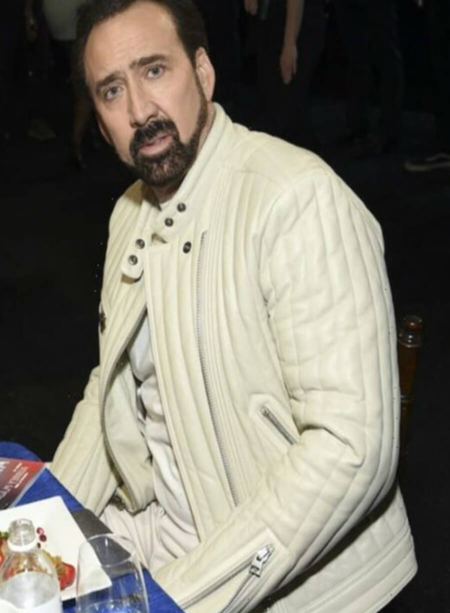 Nicolas Cage White Leather Jacket