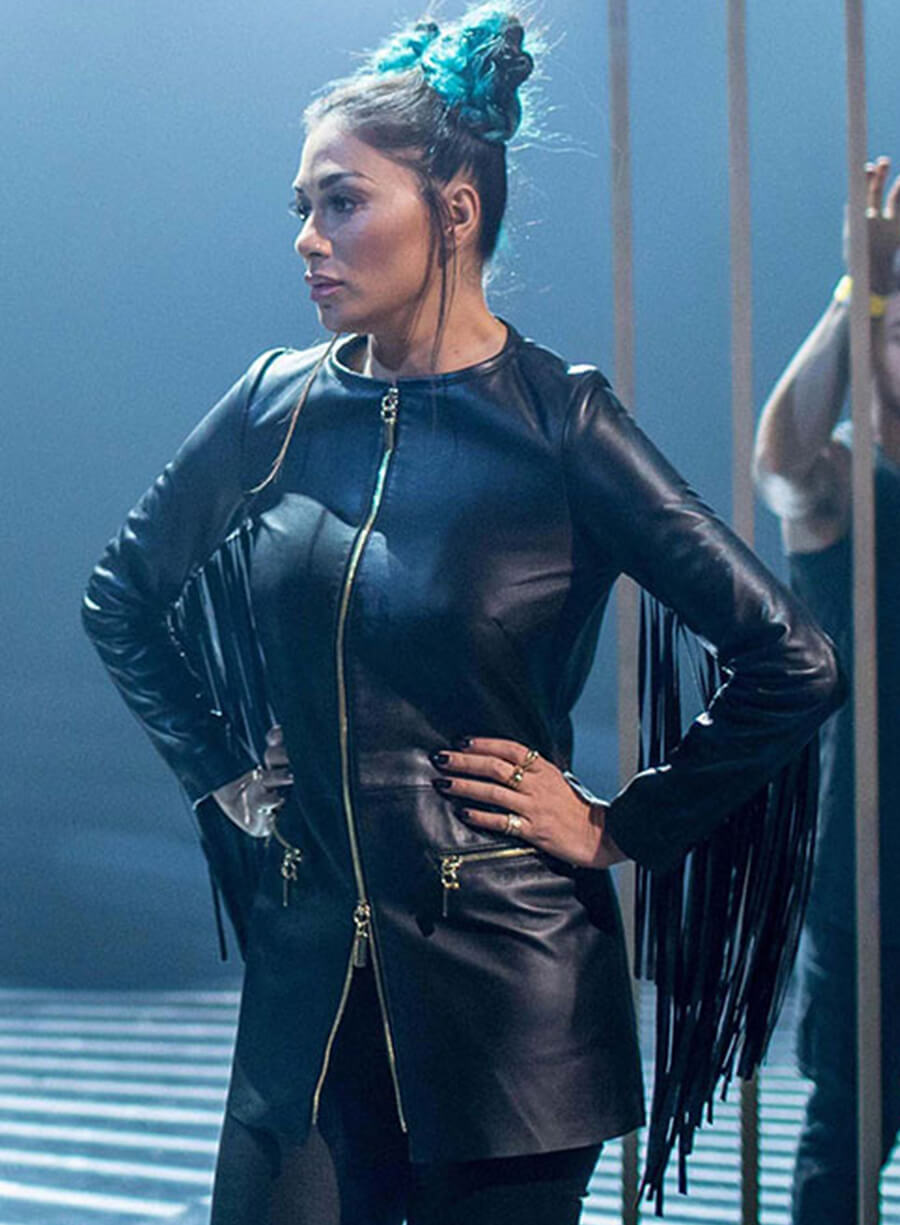 Nicole Scherzinger Black Leather Top