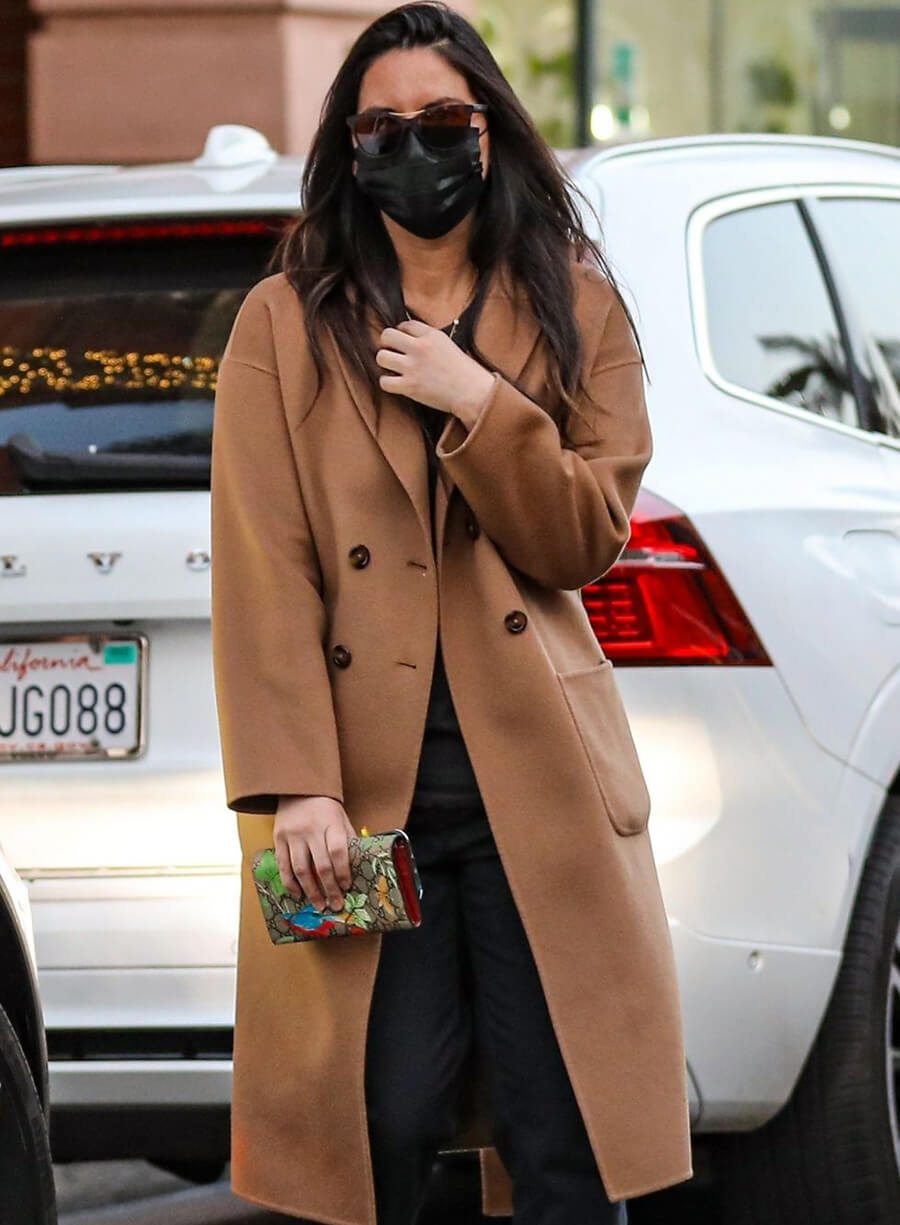 Olivia Munn Brown Wool Trench Coat