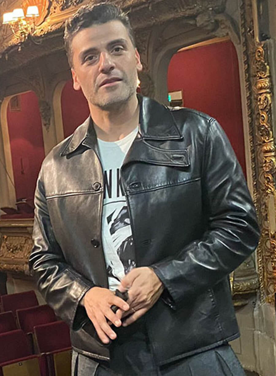 Oscar Isaac Black Leather Jacket