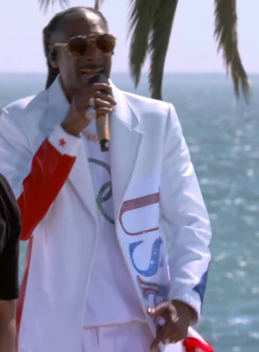 Paris Olympics 2024 Snoop Dogg White Leather Coat
