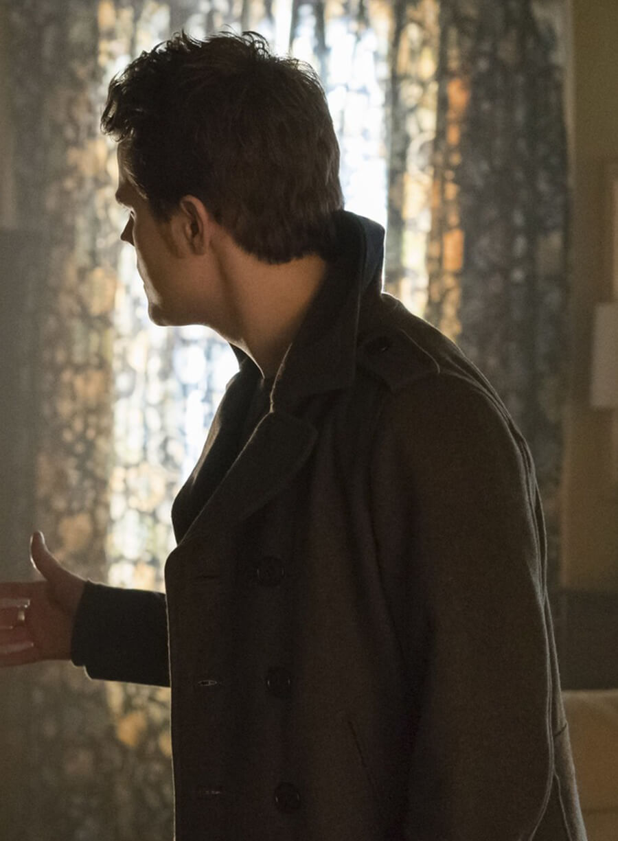 Paul Wesley The Vampire Diaries S06 Brown Wool Coat