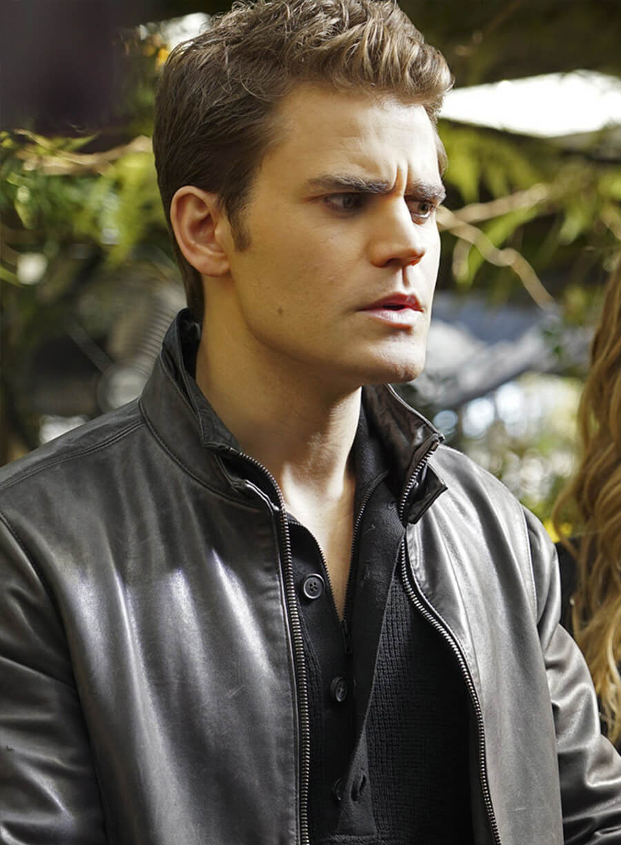 Paul Wesley The Vampire Diaries S07 Black Leather Jacket