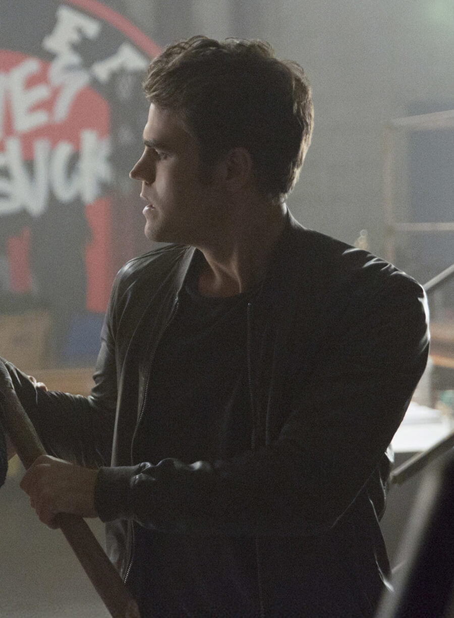 Paul Wesley The Vampire Diaries S08 Black Bomber Jacket