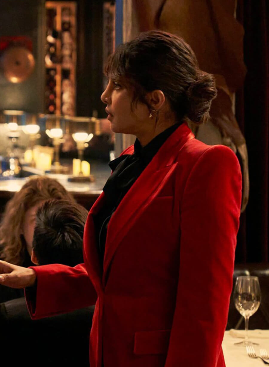 Priyanka Chopra Citadel 2023 Red Velvet Blazer