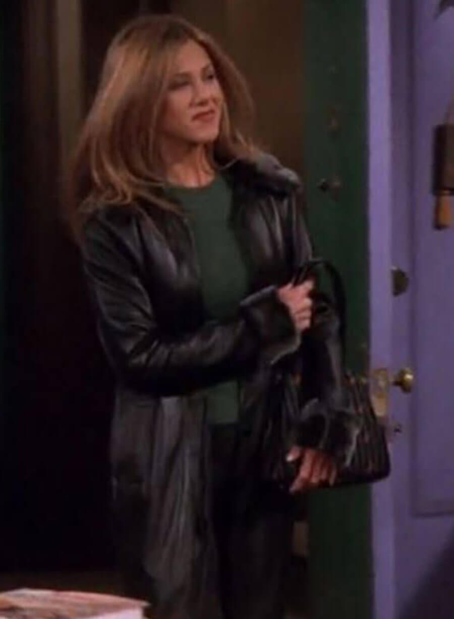 Rachel Green Friends Black Leather Fur Coat