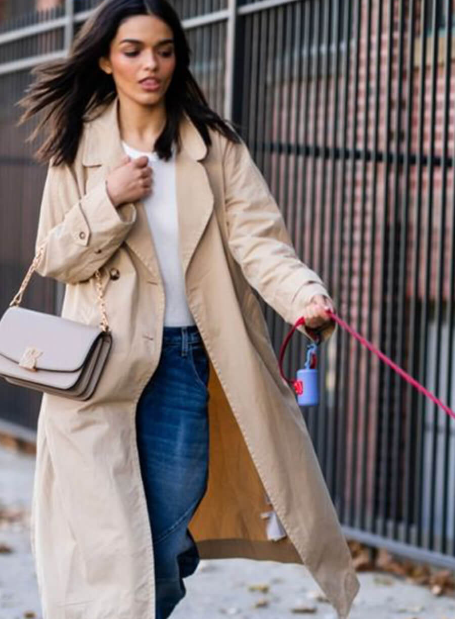 Rachel Zegler Beige Cotton Coat