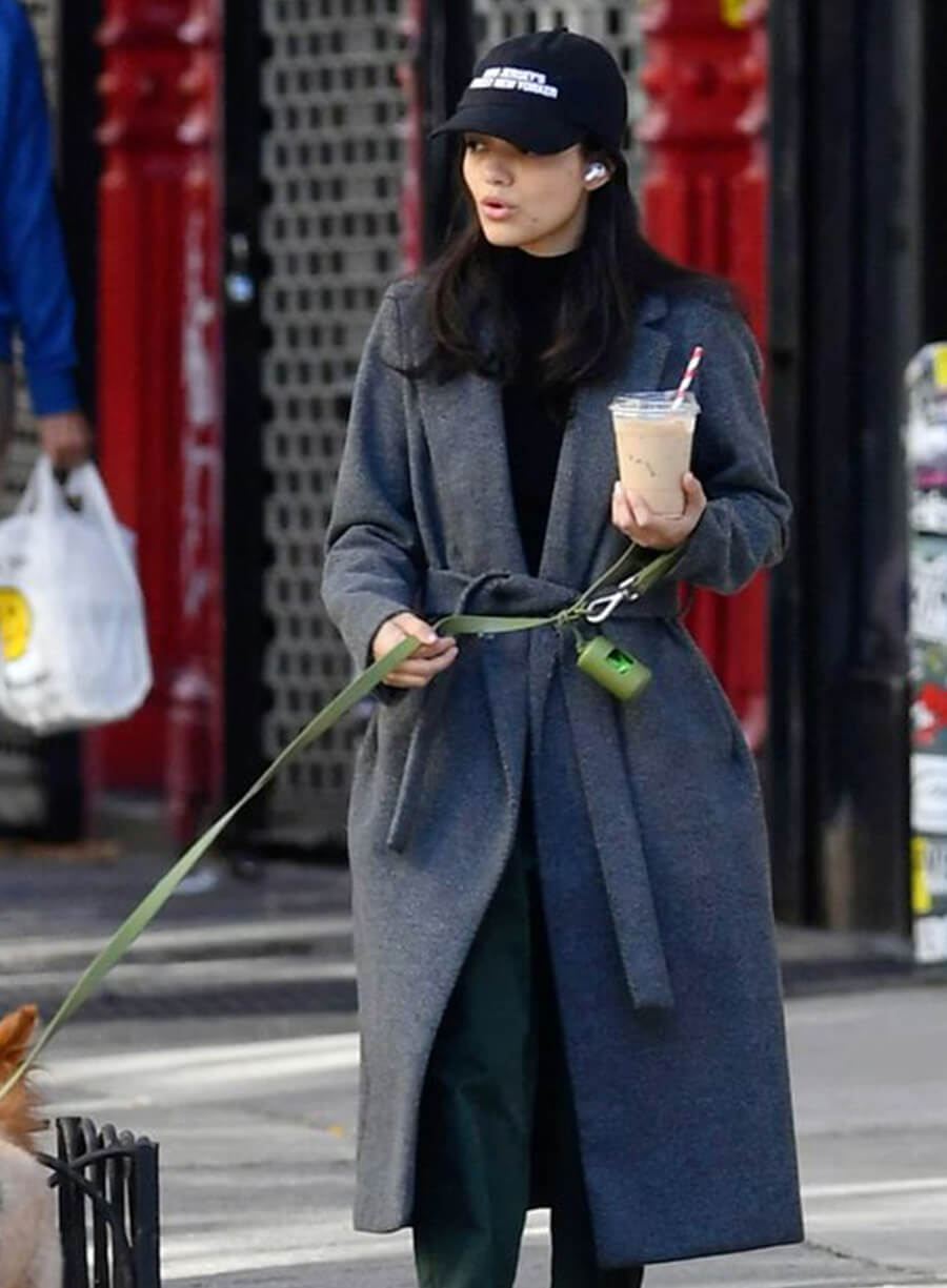 Rachel Zegler Grey Wool Coat