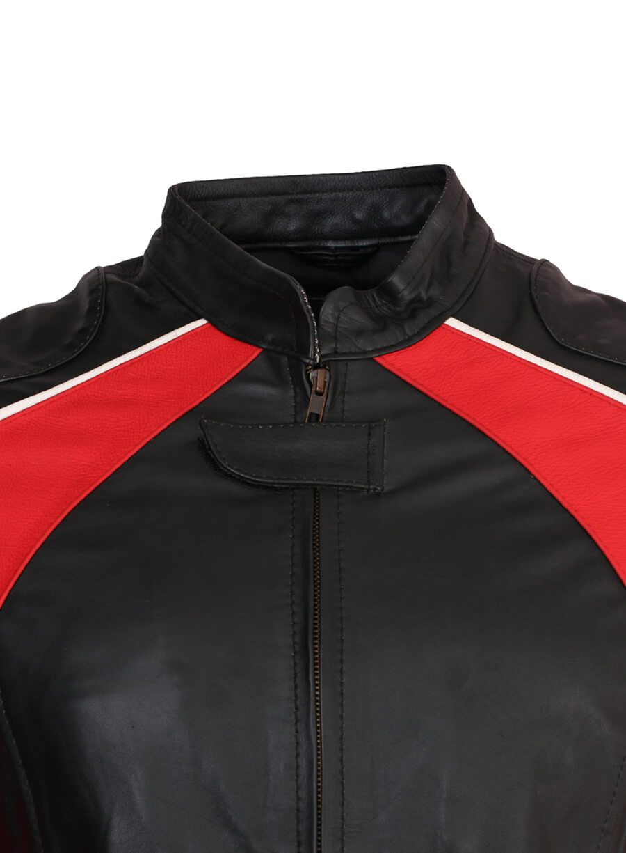 Red and Black Men Biker Jacket