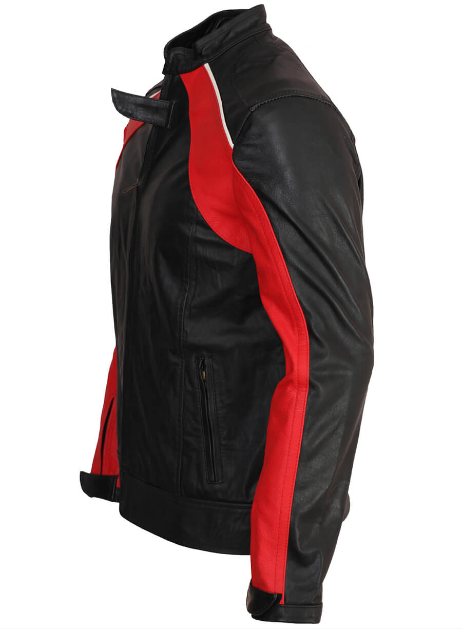 Red and Black Men Biker Jacket