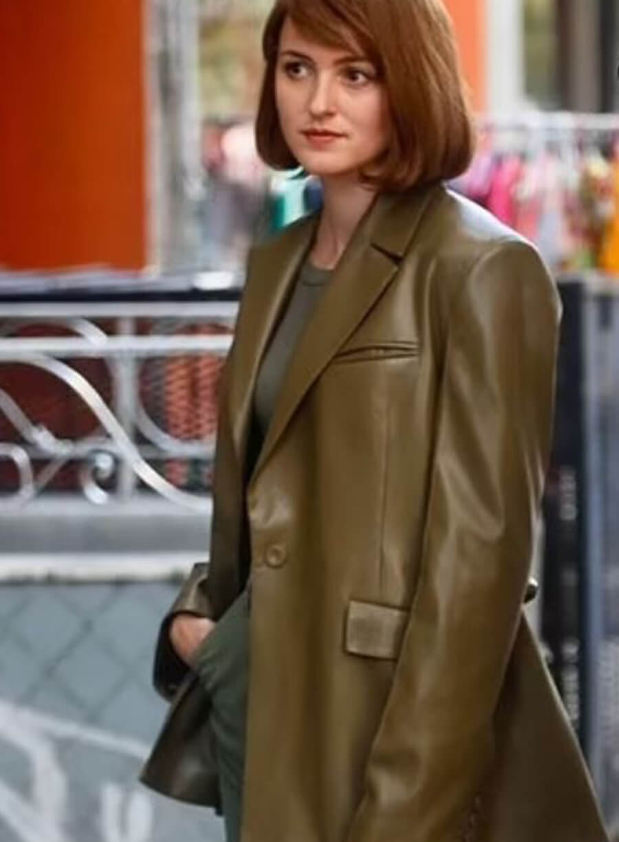 Renate Reinsve A Different Man Green Leather Blazer