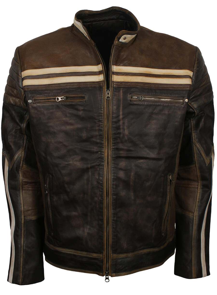 Retro Brown Distressed Leather Jacket