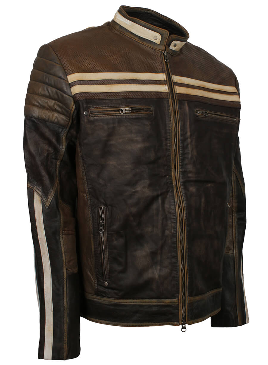 Retro Brown Distressed Leather Jacket