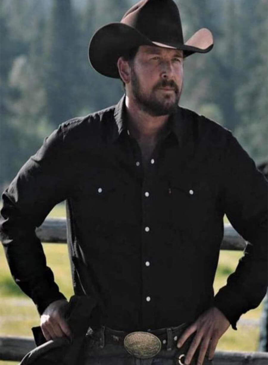 yellowstone dress shirts Yellowstone men's black shirt embroidered "Dutton Ranch"