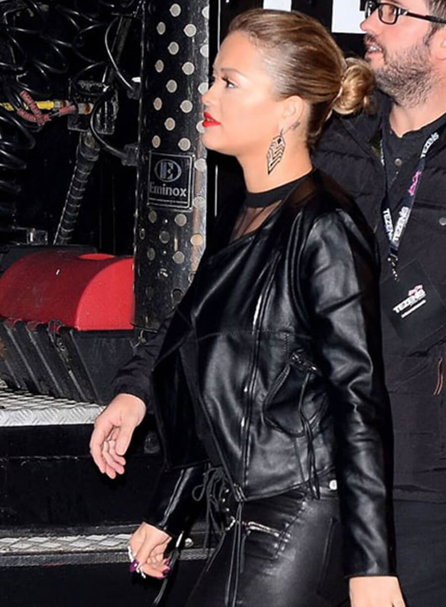 Rita Ora Black Leather Jacket