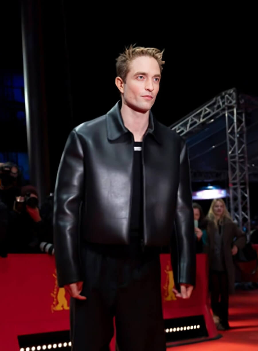 Robert Pattison Mickey 17 2025 Black Leather Jacket