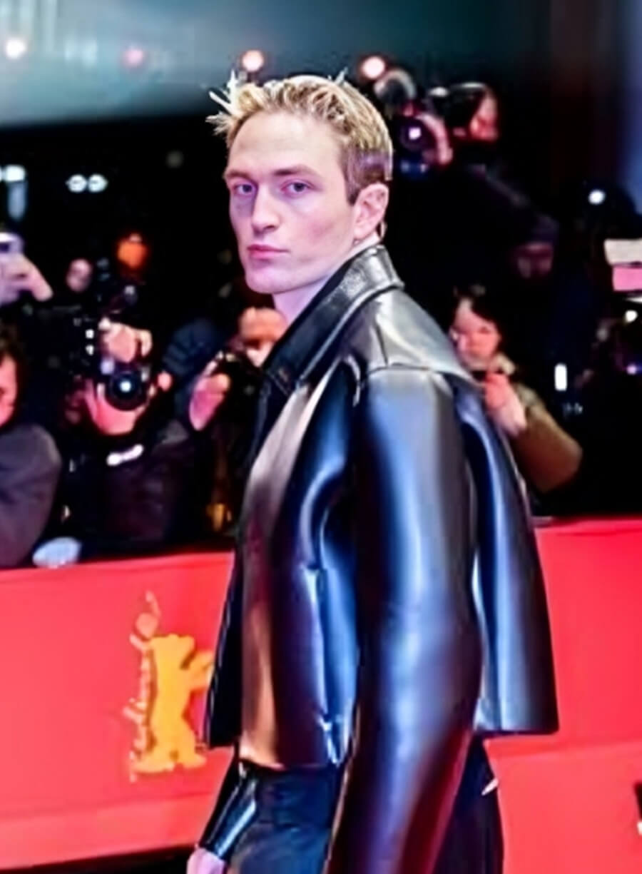 Robert Pattison Mickey 17 2025 Black Leather Jacket