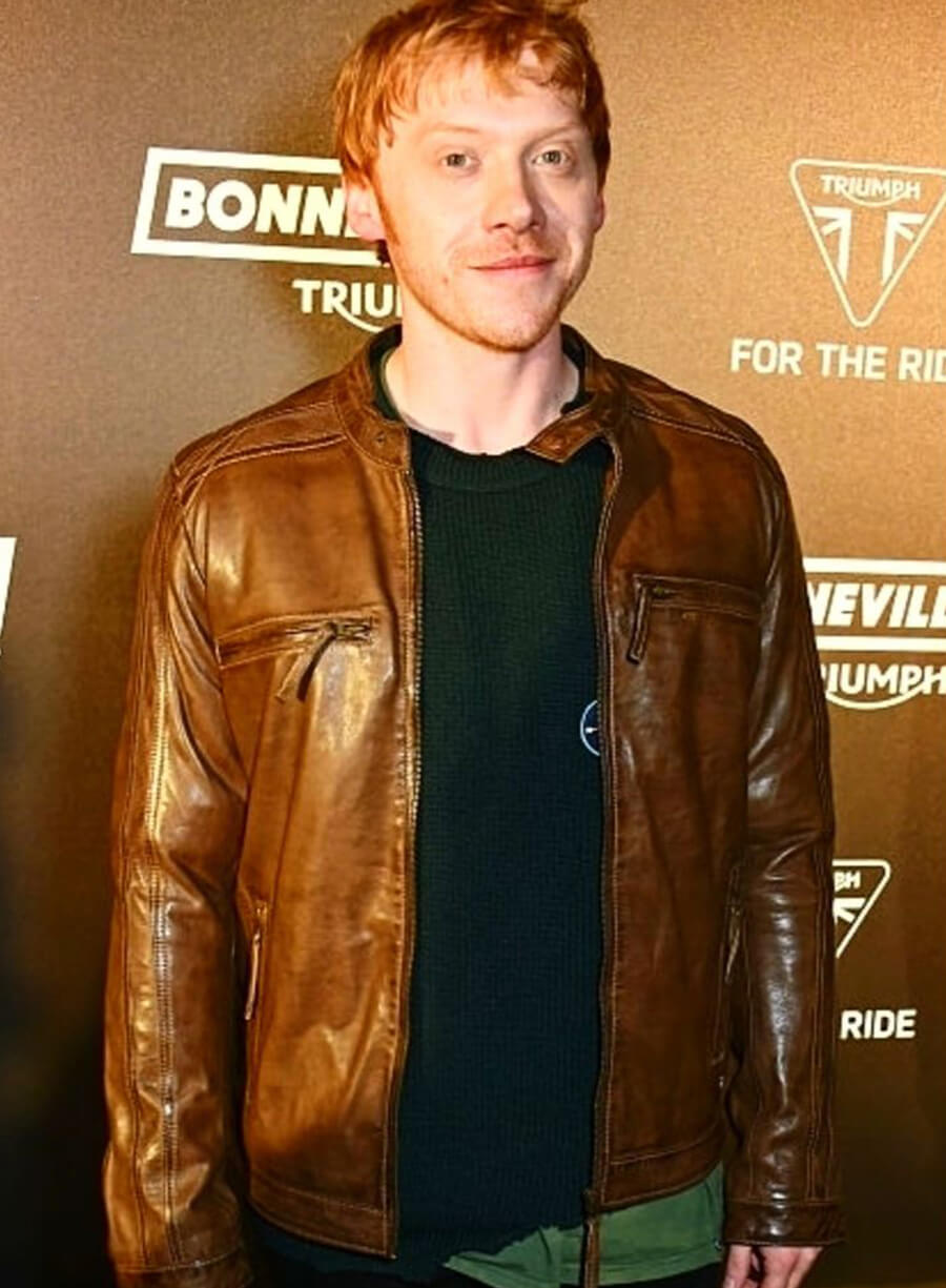 Rupert Grint Brown Leather Jacket