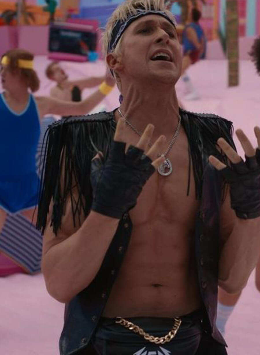 Ryan Gosling Barbie Black Leather Vest