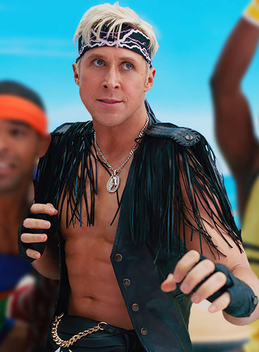 Ryan Gosling Barbie Black Leather Vest