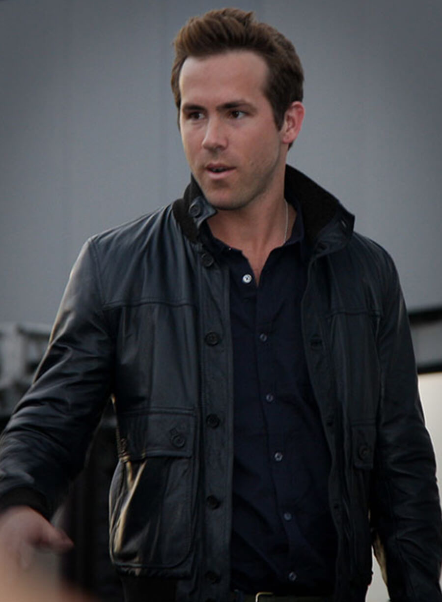 Ryan Reynolds Black Leather Jacket