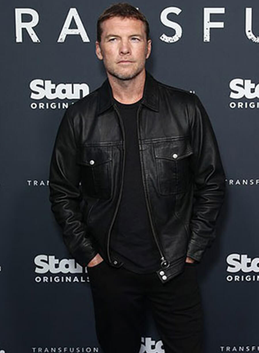 Sam Worthington Black Leather Trucker Jacket