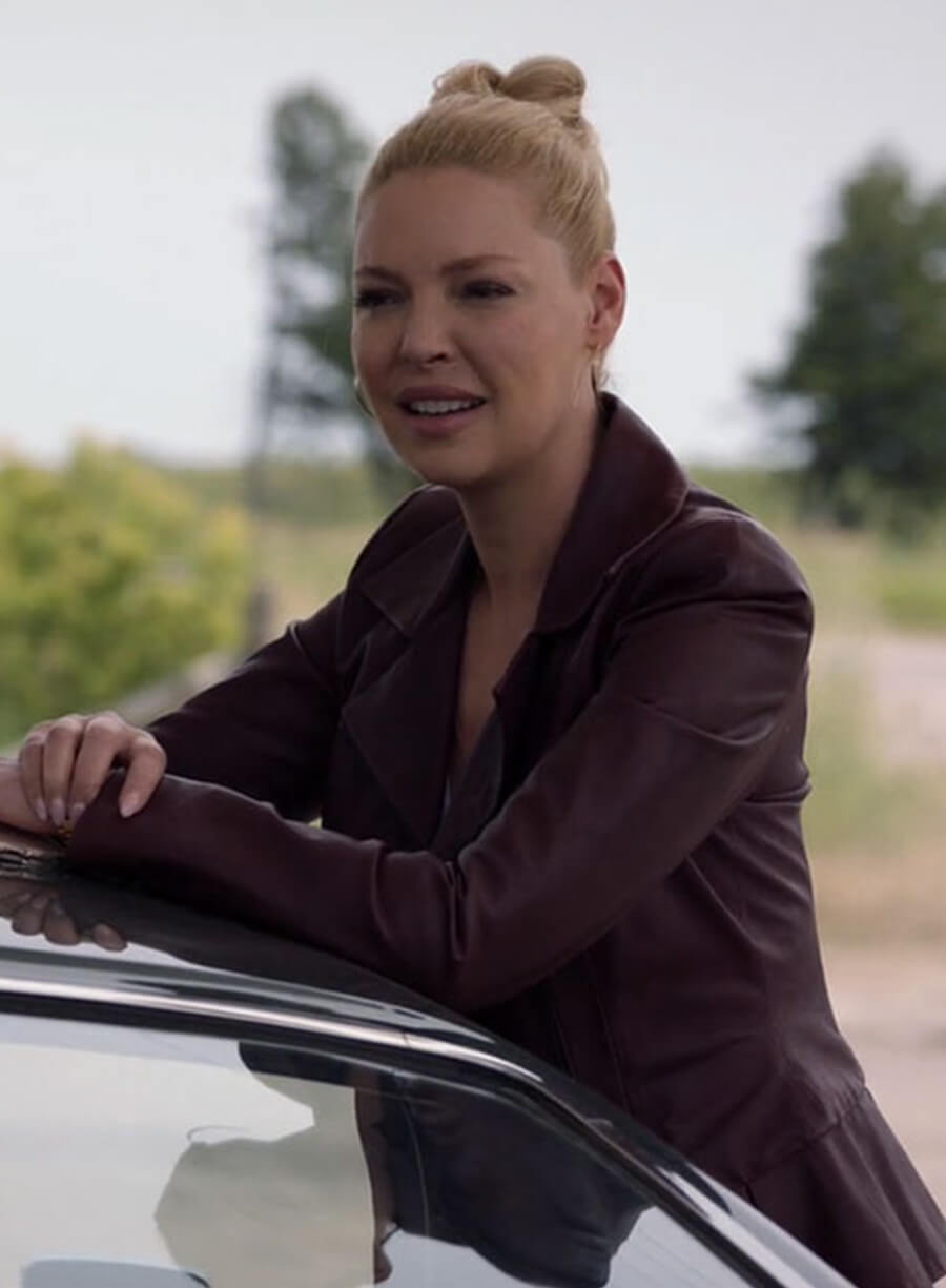 Samantha Wheeler Suits Maroon Leather Jacket