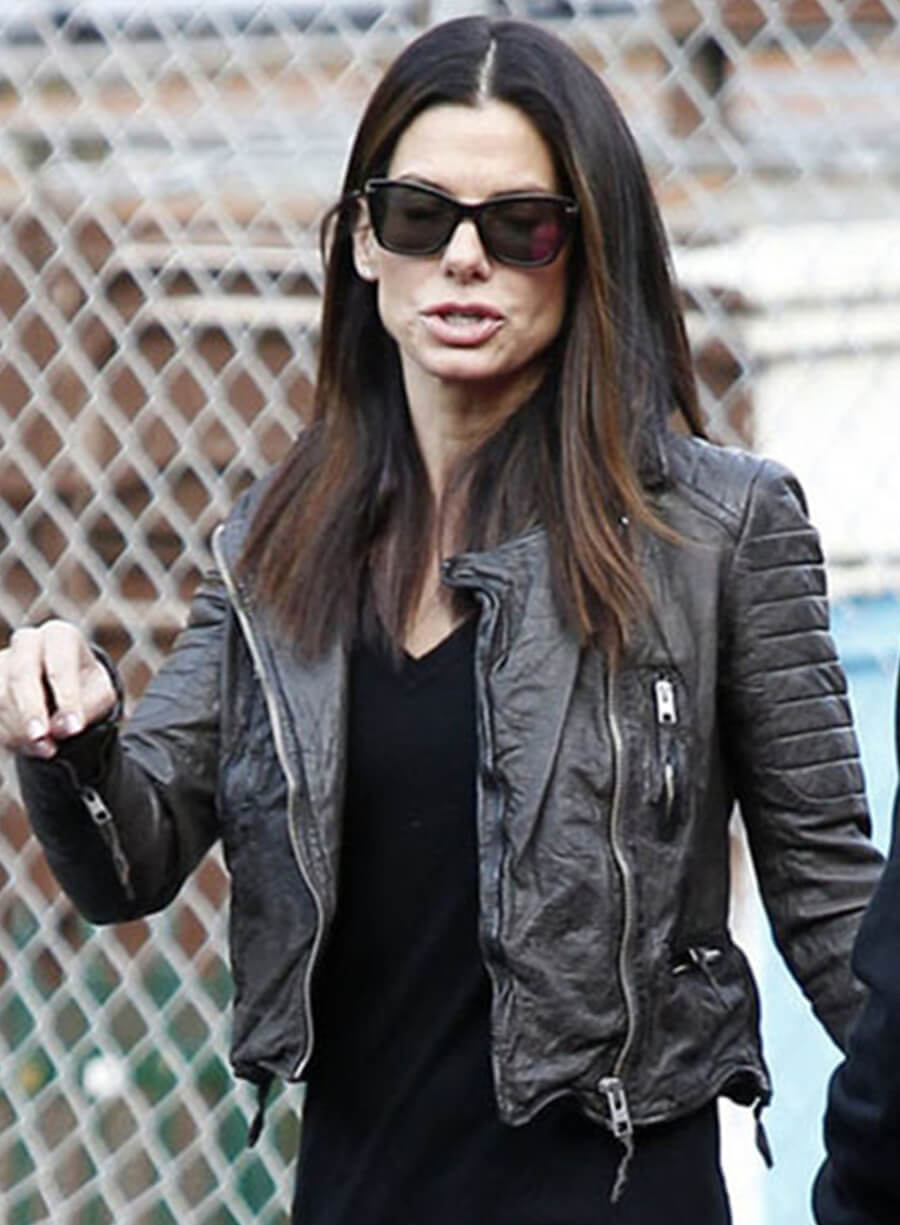 Sandra Bullock Black Leather Jacket