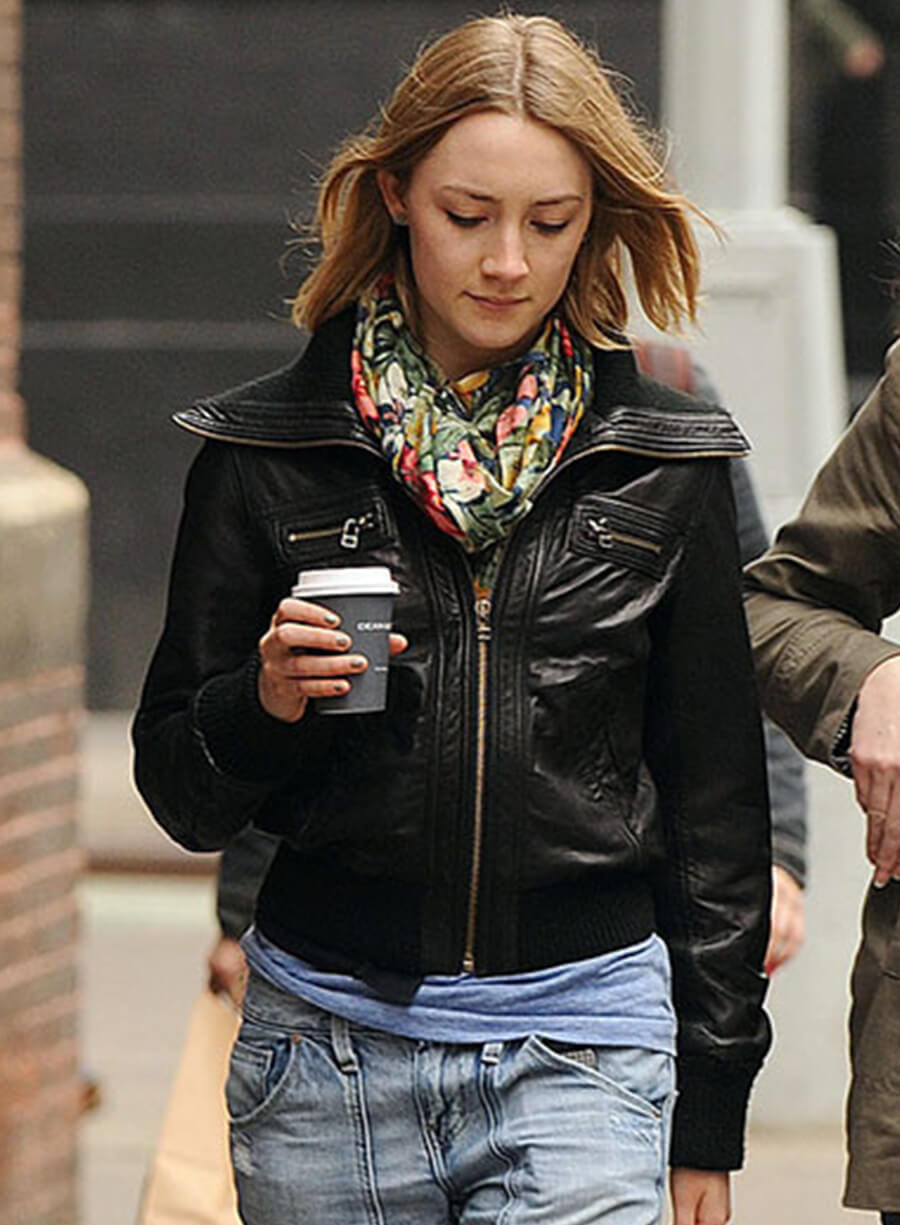 Saoirse Ronan Black Leather Jacket