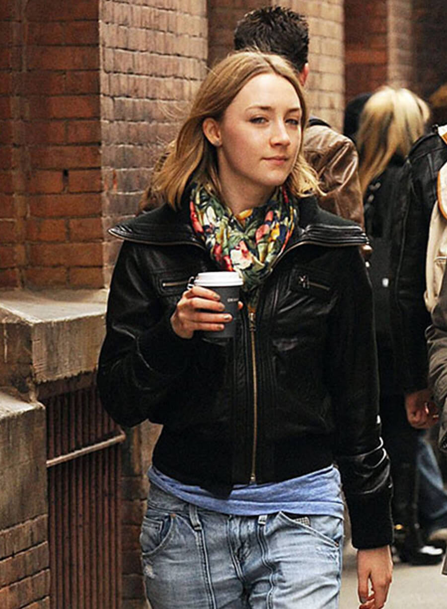Saoirse Ronan Black Leather Jacket