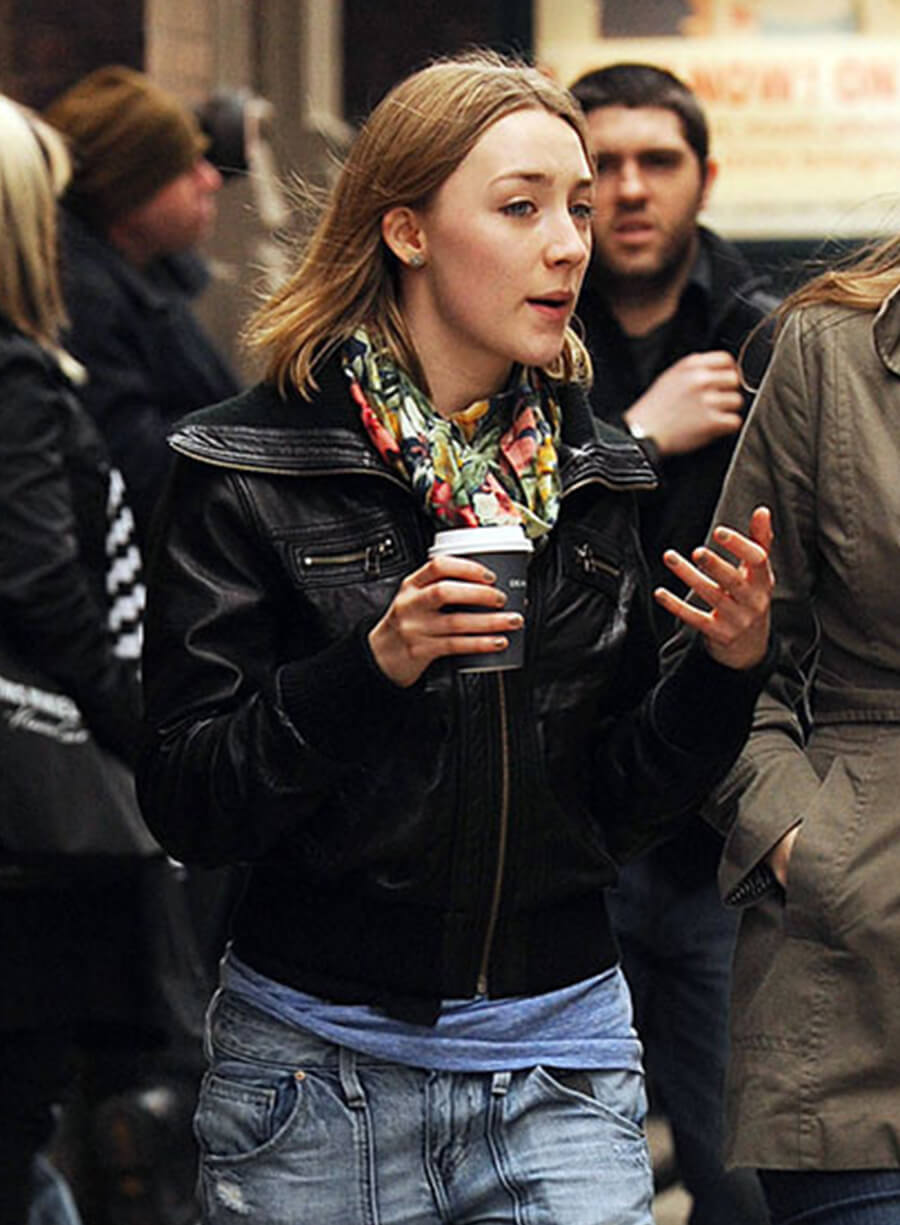 Saoirse Ronan Black Leather Jacket