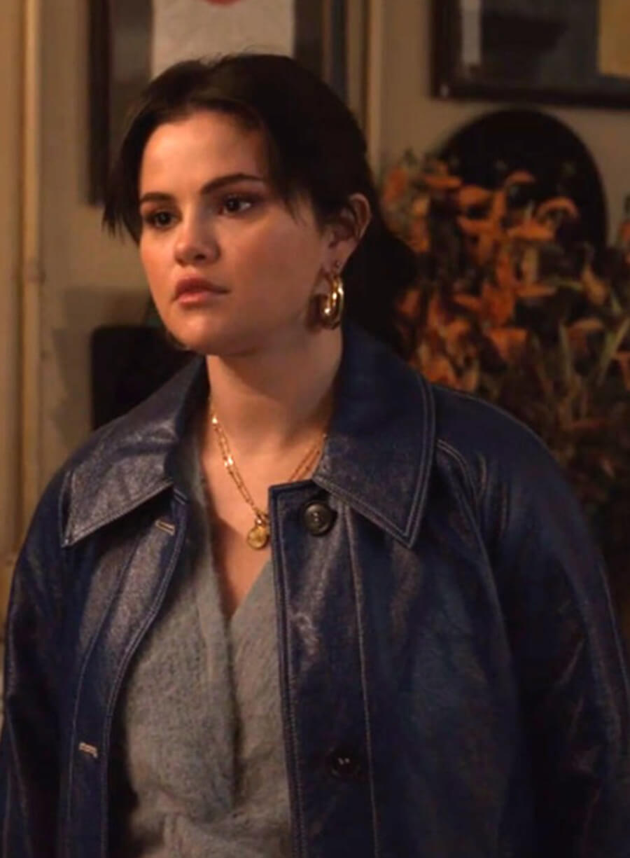 Selena Gomez Only Murders in the Building Blue Leather Jacket