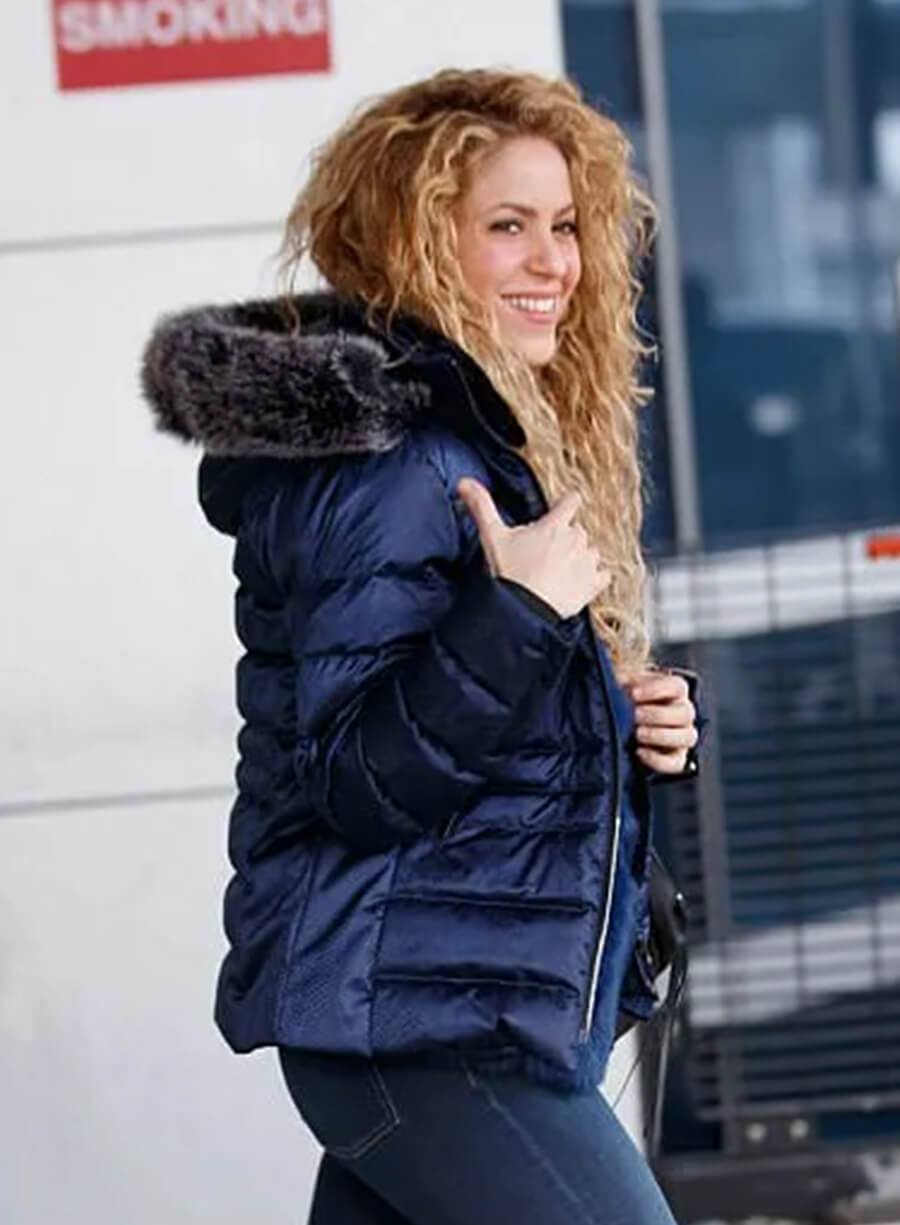 Shakira Isabel Mebarak Blue Puffer Jacket