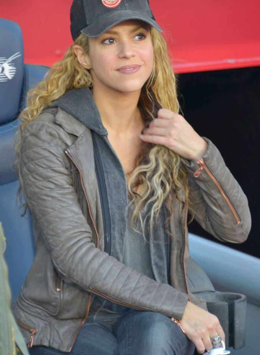 Shakira Isabel Mebarak Grey Leather Jacket