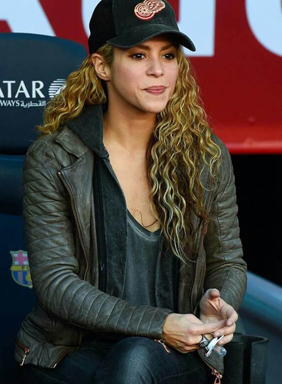 Shakira Isabel Mebarak Grey Leather Jacket