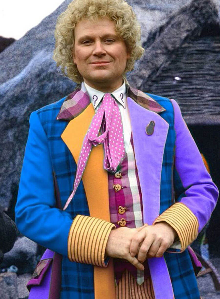 Sixth Doctor Colin Baker Doctor Who Blue Coat LeatherJacketMerchant Sixth Doctor Colin Baker Doctor Who Blue Coat LeatherJacketMerchant
