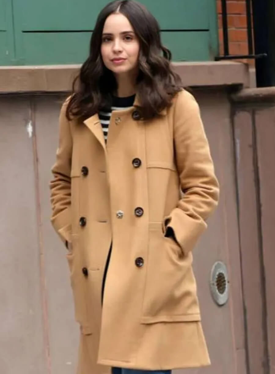 Sofia Carson The Life List 2025 Brown Wool Coat
