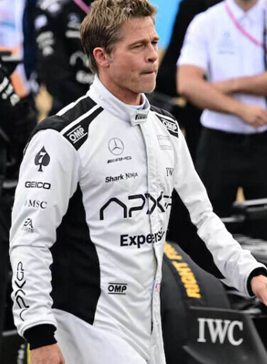 Sonny Hayes F1 White Leather Jacket