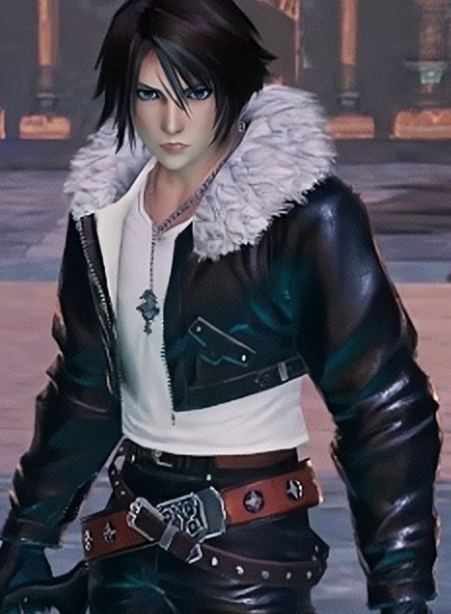 Squall Leonhart Final Fantasy VII Black Leather Jacket