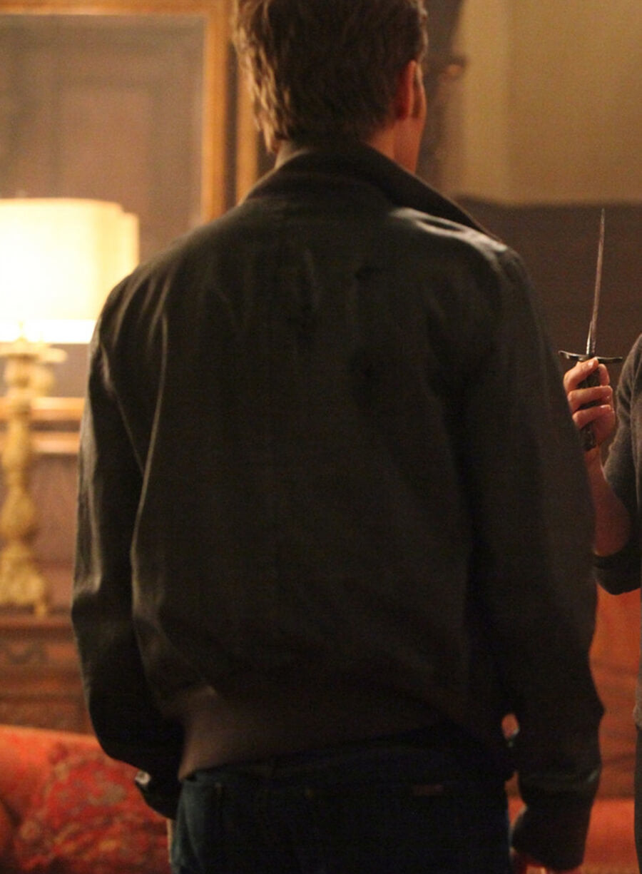Stefan Salvatore Vampire Diaries S03 Black Leather Jacket