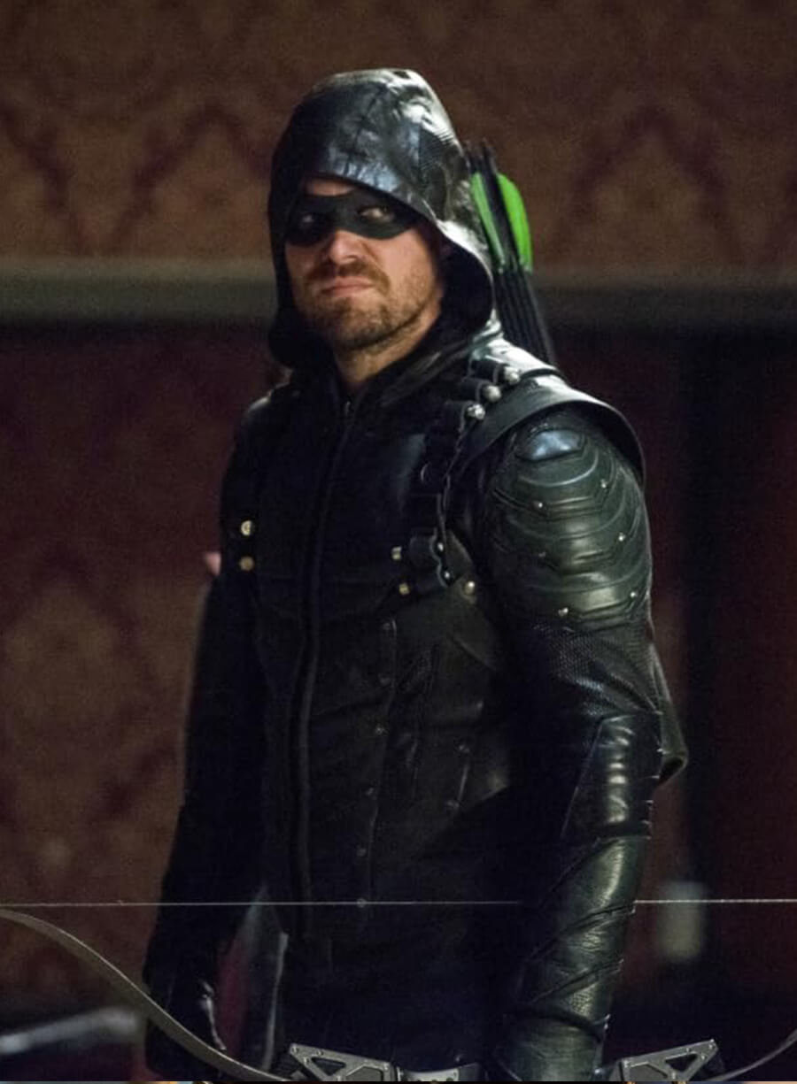 Stephen Amell Arrow TV Series Black Leather Jacket