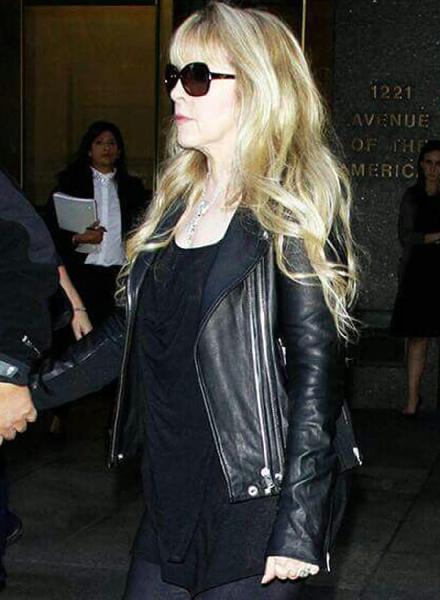Stevie Nicks Black Biker Leather Jacket