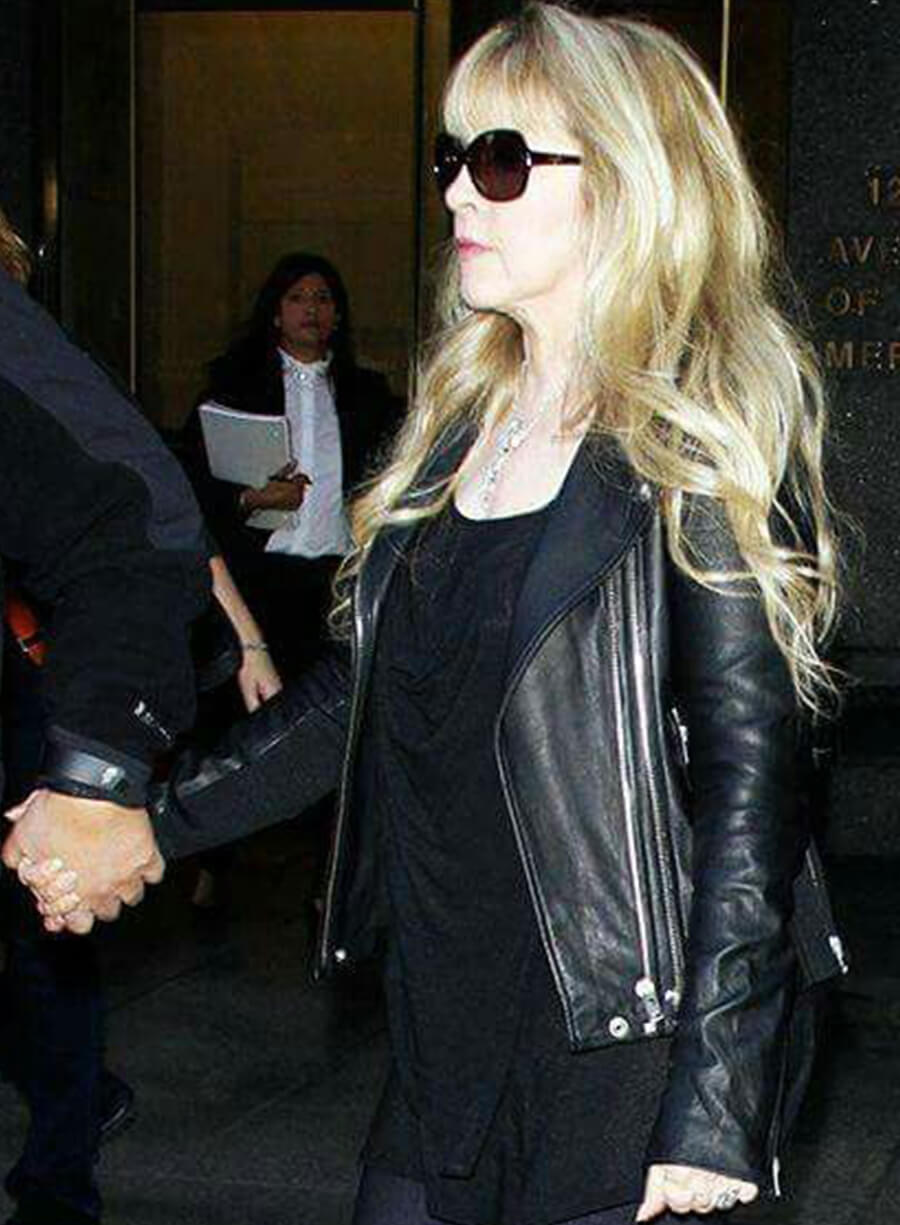 Stevie Nicks Black Biker Leather Jacket