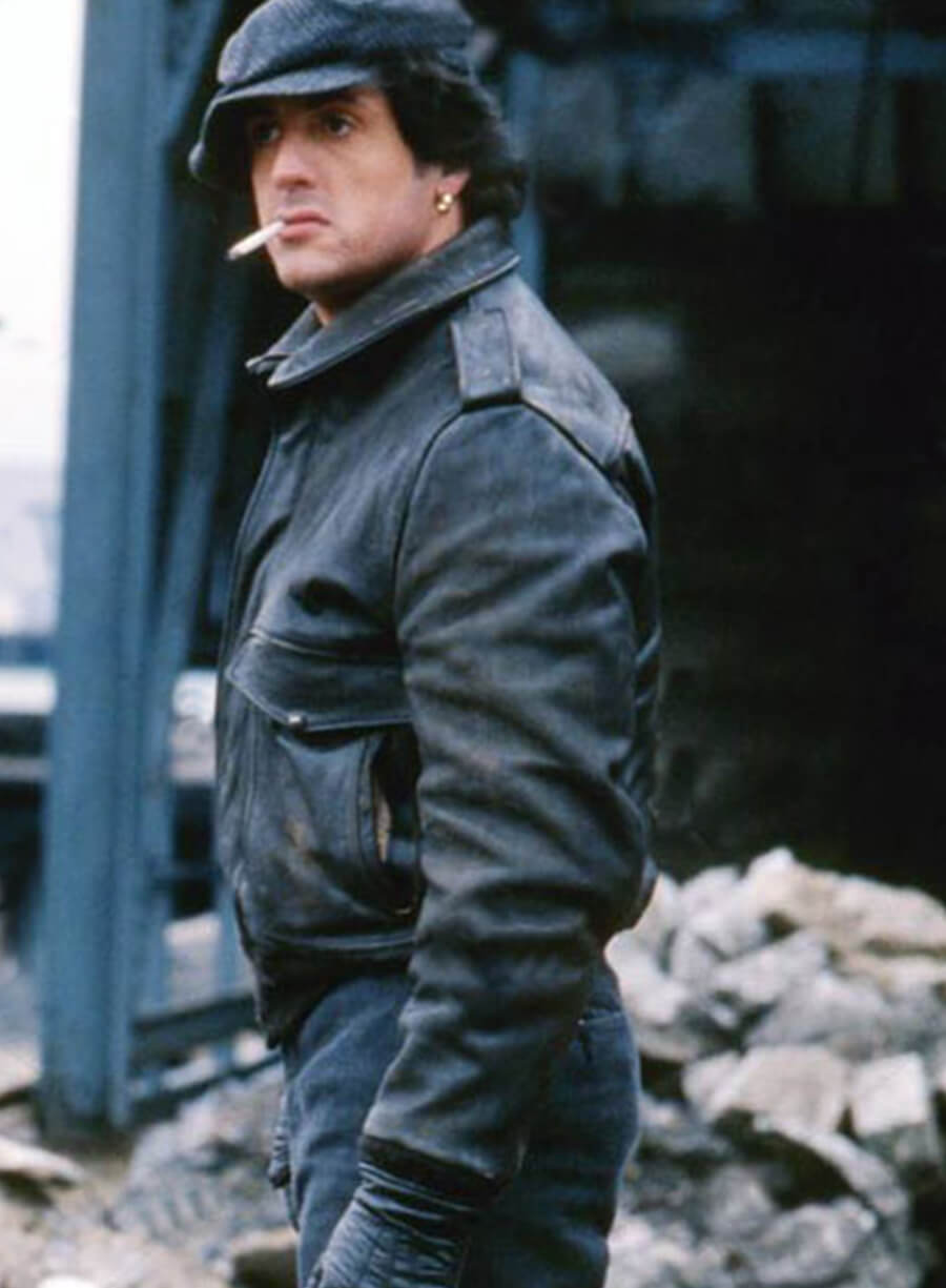 Sylvester Stallone Paradise Alley Black Leather Jacket