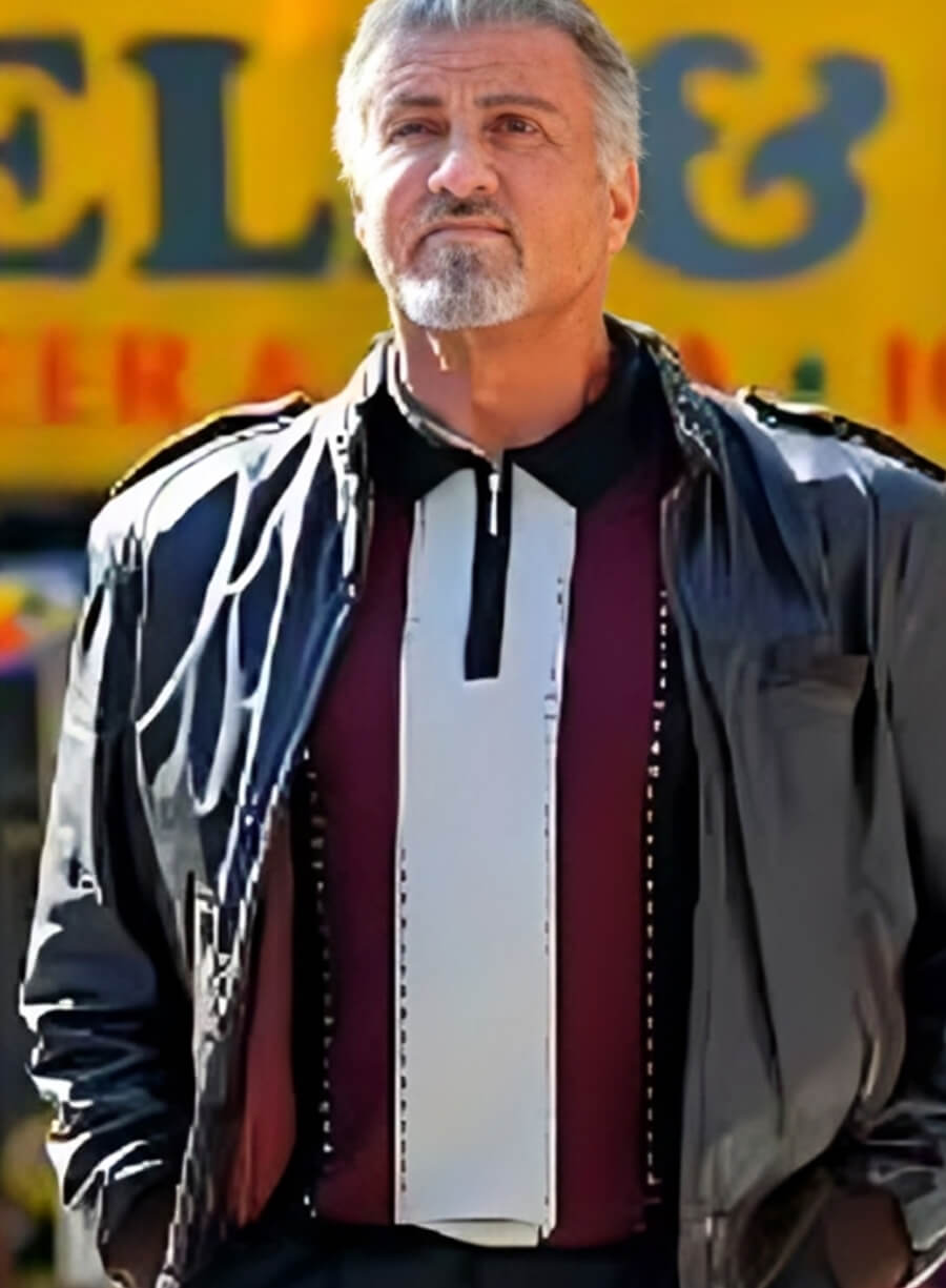 Sylvester Stallone Tulsa King Black Leather Jacket