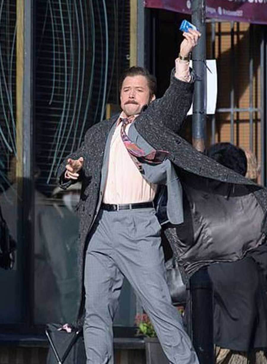 Taron Egerton Black Wool Coat