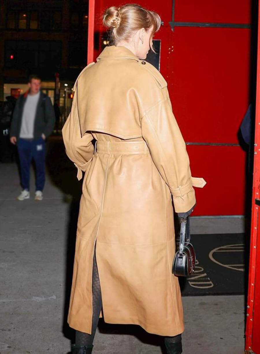 Taylor Swift Tan Leather Coat