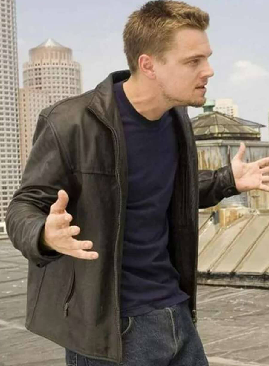 The Departed Leonardo DiCaprio Black Leather Jacket